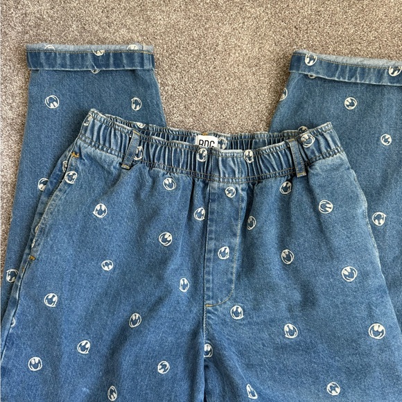 BDG Blue Smiley Fave Patterned Straight Leg Jeans-M - Picture 2 of 4